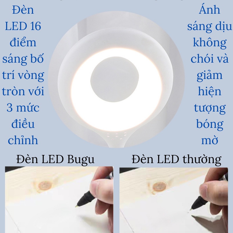 Đèn Học LED Để Bàn Tích Hợp Loa Bluetooth Và Ổ Cắm Điện Đa Năng Có 4 Cổng USB 3.5A Bugu HHT101 Có Giá Đỡ Điện Thoại