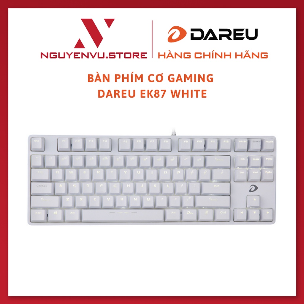 Bàn Phím Cơ Gaming Dareu EK87 White (Blue/Brown/Red) - Hàng Chính Hãng