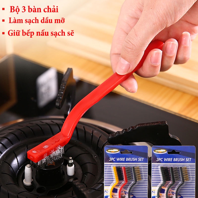 Bộ 3 Bàn Chải Cọ Vệ Sinh Bếp Gas Tiện Lợi - Loại Bỏ Dầu Mỡ Bám Trên Bếp Gas Hiệu Quả - BC 01 - Gia Dụng Tý Tẹo