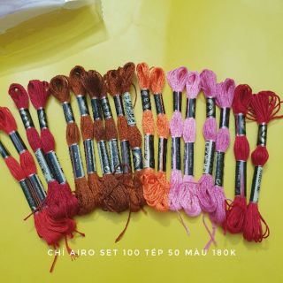 Set 100 tép chỉ thêu Airo (50 màu)