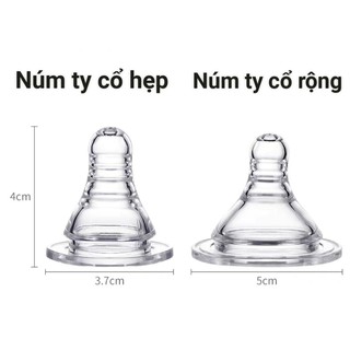 Núm ty, núm vú silicone cao cấp siêu mềm, đủ các size cho bình cổ rộng, cổ hẹp - hbq kids