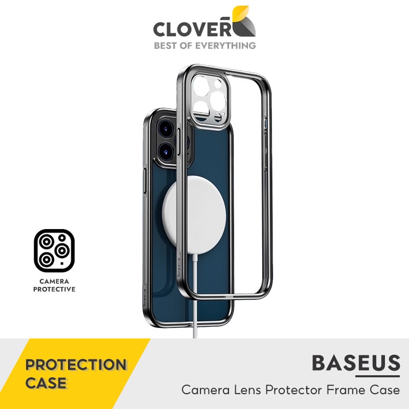 Ốp Lưng Trong Suốt Chống Ố Vàng Baseus Camera Lens Protector Frame Case Cloverb Viền Màu Bảo Vệ Camera Cho iP12 Pro Max