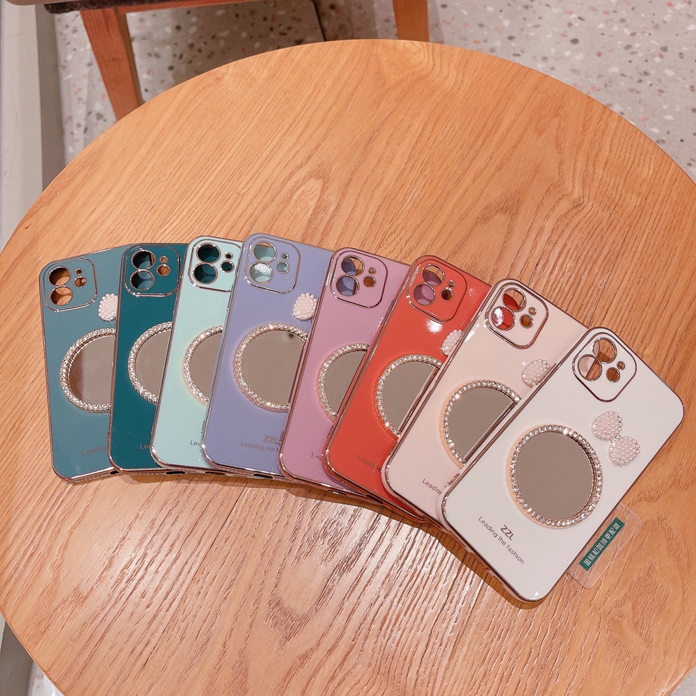 Ốp điện thoại TPU có gương cao cấp sang trọng cho iPhone 12 11 pro max xs max xr x 8 7 plus