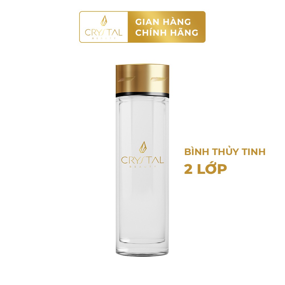 Bình nước thủy tinh 2 lớp thương hiệu Crystal Beauty đựng nước, trà, cà phê