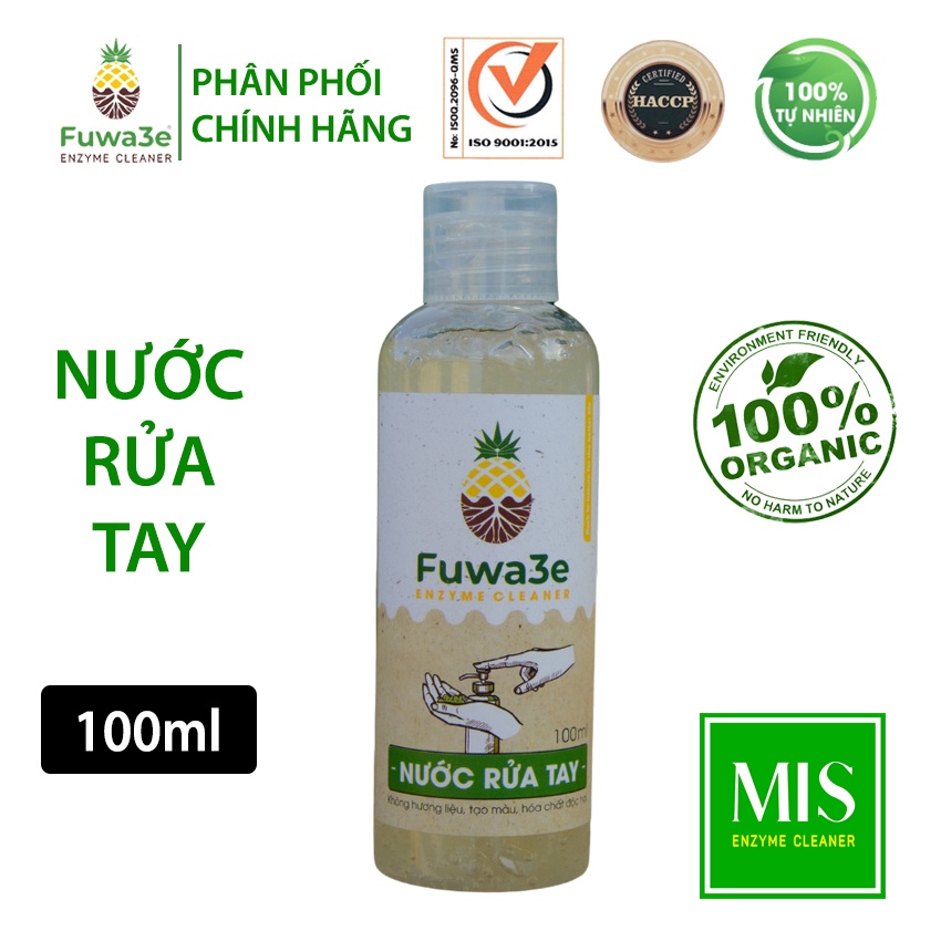 Nước rửa tay sát khuẩn Fuwa3e hữu cơ từ chế phẩm Enzyme sinh học Fuwa 100ml Phân phối chính hãng FW003A