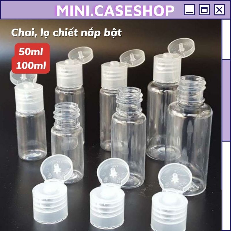 Lọ Chiết Mĩ Phẩm ❤ GIÁ RẺ ❤ 50ml - 100ml Chai Nhựa PET Nắp Bật Chiết Gel Rửa Tay, Dầu Gội, Sữa Tắm, Mỹ Phẩm - mini.cases