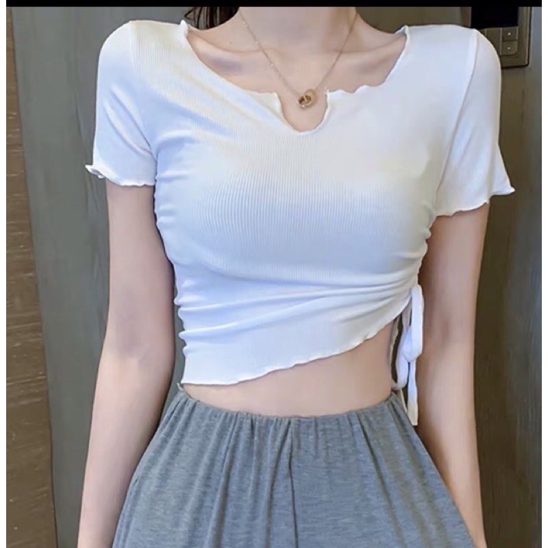 Áo cổ V cuốn biên