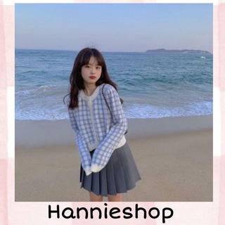 Áo Len Cardigan Form Croptop Hoạ Tiết Sọc Ca Rô (Hàng Đặt Trước)