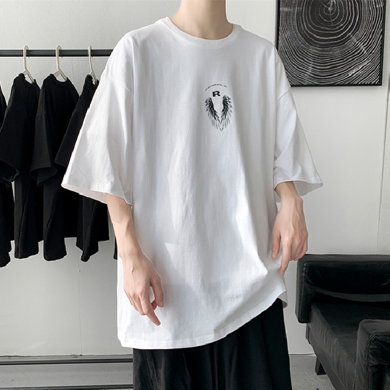 Áo Thun Nam Dáng Rộng Có In Chữ Phong Cách Hip Hop