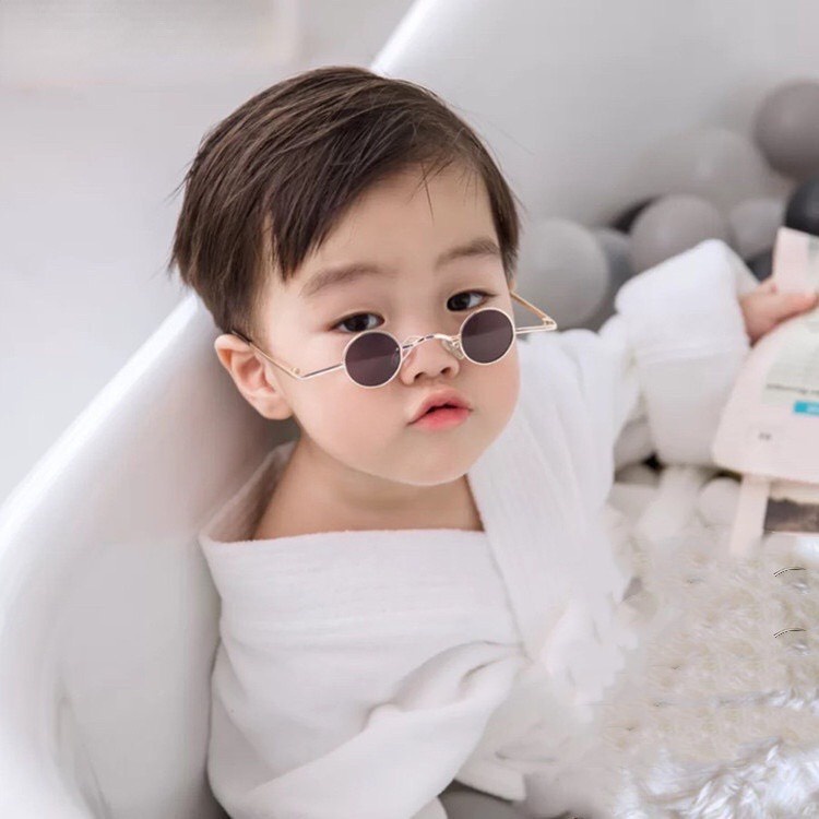 Kính râm trẻ em thời trang Hàn Quốc gọng kim loại tròn nhỏ Dương kids