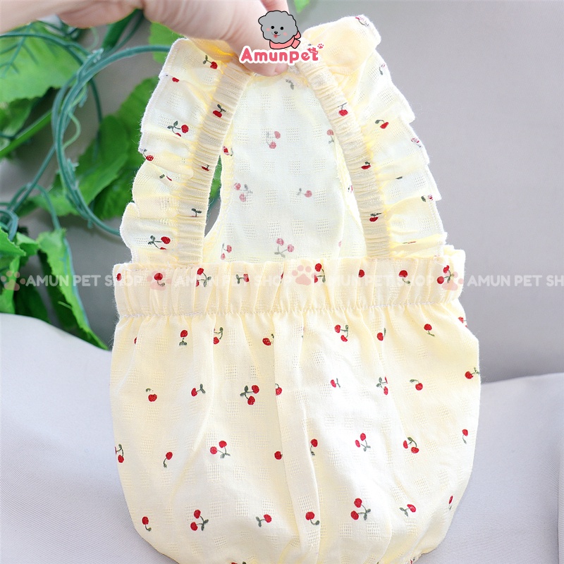 Áo Cho Chó Mèo Hoạ Tiết Quả Cherry Phong Cách Hàn Quốc Dễ Thương Quần Áo Thời Trang Thú Cưng Cao Cấp Giá Rẻ Amun Pet