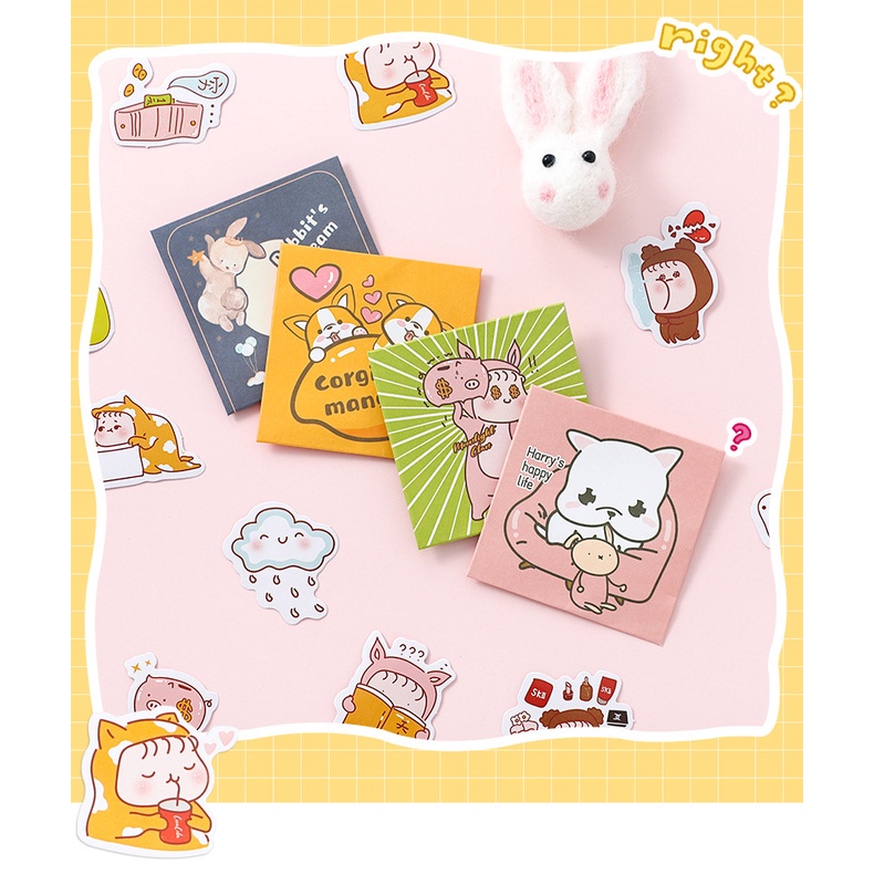 Gói hình dán sticker cute trang trí - nhãn dán decor bình nước đồ dùng học tập dễ thương
