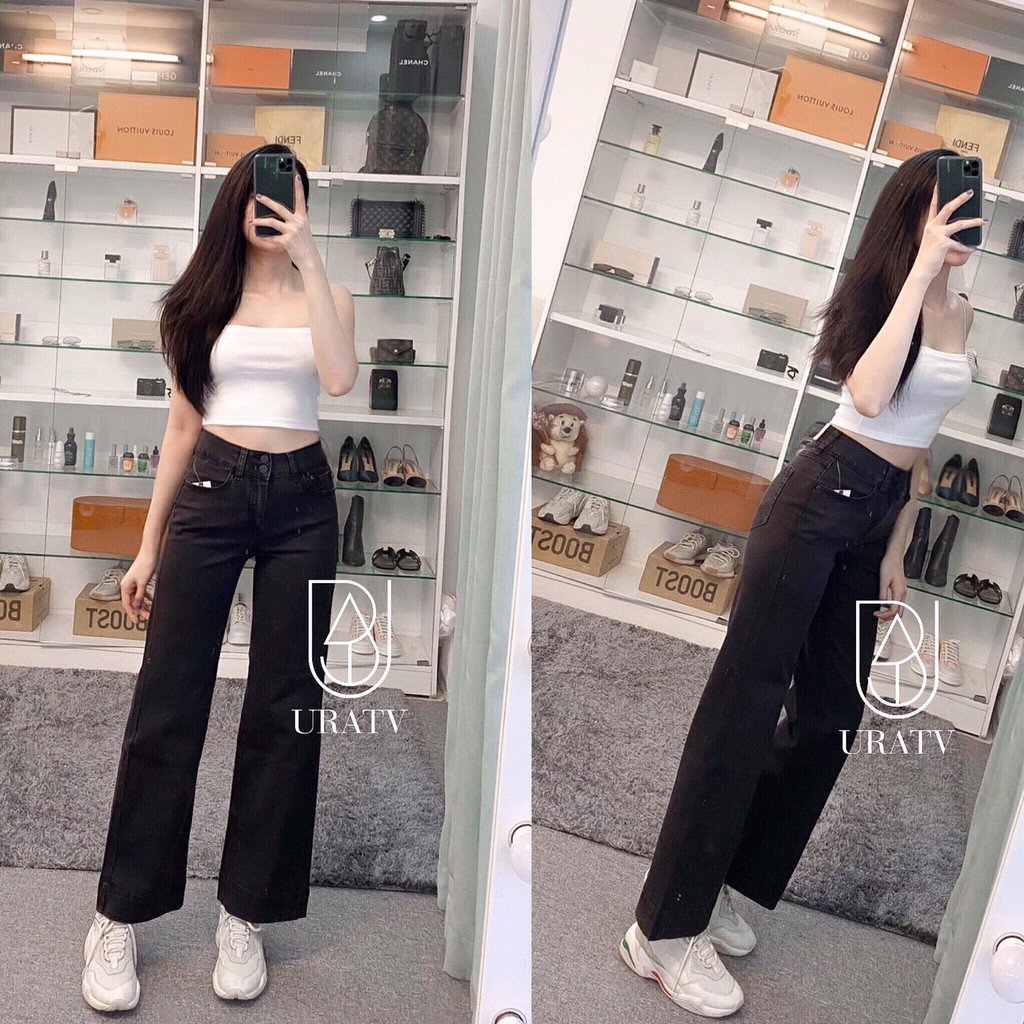 [FREESHIP - ẢNH THẬT] Quần jean SUÔNG DÀI XÁM LINE TO 2 KHUY*STRADI