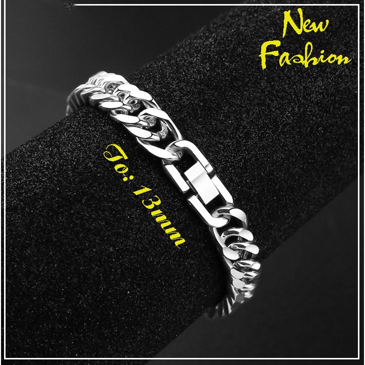 Lắc tay nam inox kiểu lặc đôi 13mm khóa bộ thời trag trắng sáng đẹp, khôg đen, không gỉ - Đem lại đẳng cấp cho người đeo