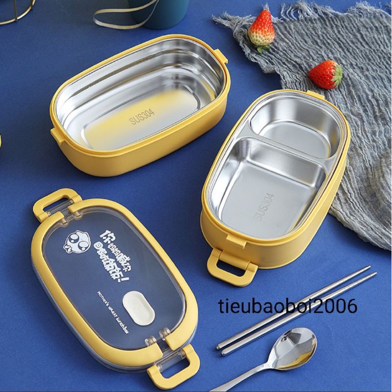 Hộp đựng cơm văn phòng, hộp đựng cơm hai tầng lõi inox 304 cao cấp