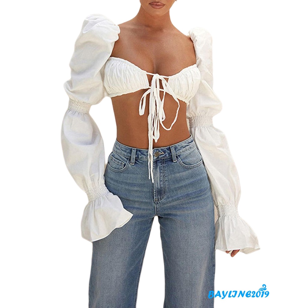 Áo croptop tay dài phong cách thời trang dành cho phái đẹp