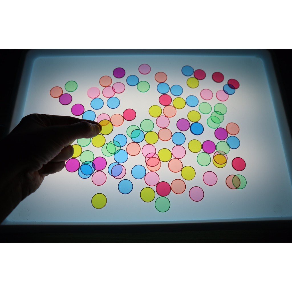 Set 150 miếng mica tròn 1.9 cm chơi với bàn ánh sáng