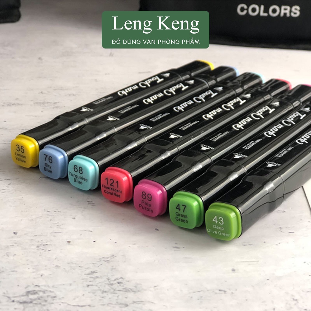 Bút dạ Marker Touch 48 màu văn phòng phẩm LENG KENG kèm túi vải họa cụ vẽ tranh B09