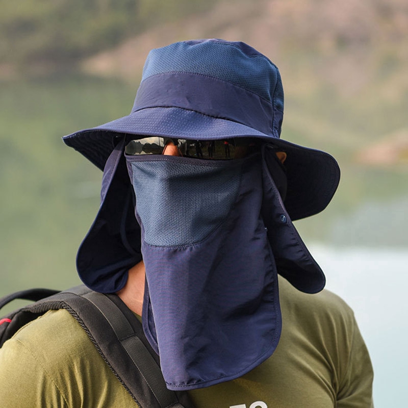 Outdoor Sport Hiking Visor Breathable Hat UV Protection Face Neck Cover Fishing Sun Protect Cap Flap Hat Wide Brim Buckle