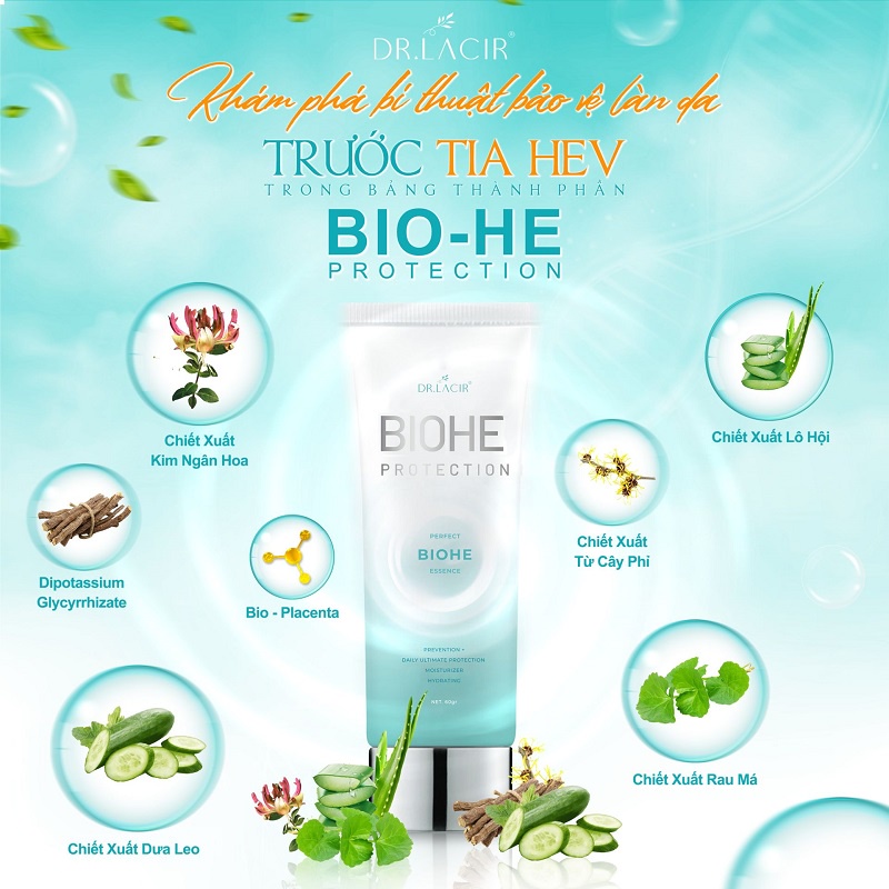 Kem Chống nắng sinh học UV PLUS Dr lacir, Bio-he protection hiệu quả gấp 2 lần