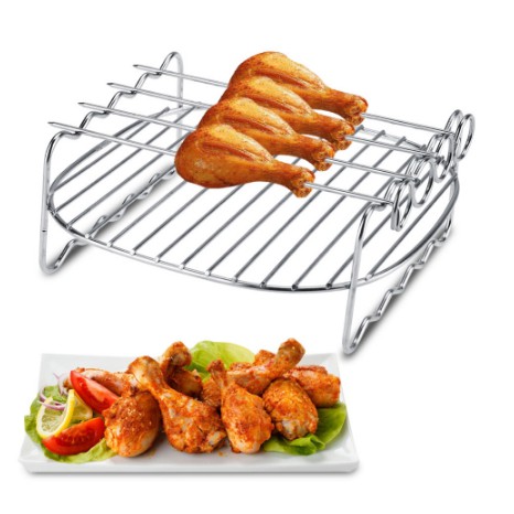 Vỉ nướng inox 304 BBQ 2 tầng kèm que xiên thịt cao cấp