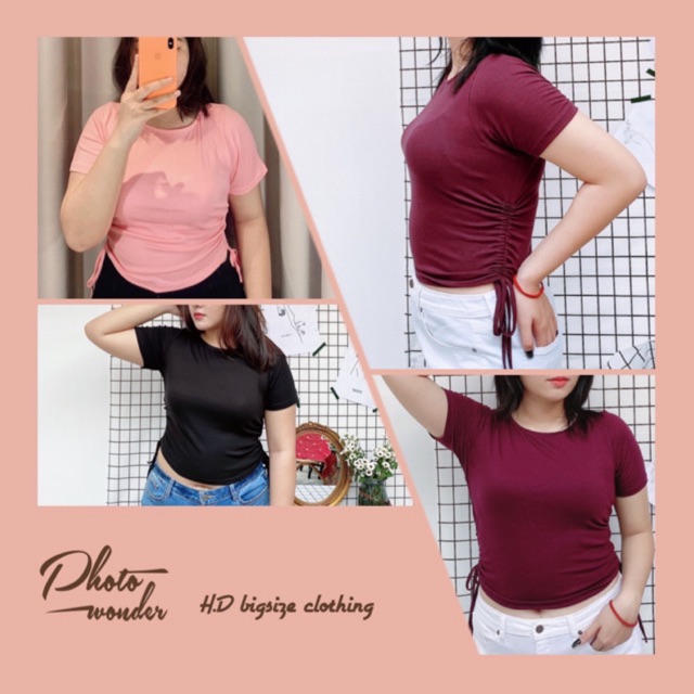 Croptop [Bigsize][Sale xả] thun gân rút dây eo