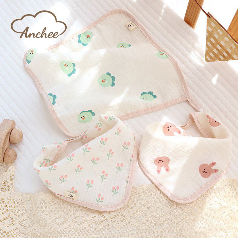 Khăn sữa xô, yếm xô đa năng 2in1 Anchee cho bé KT 30x30cm