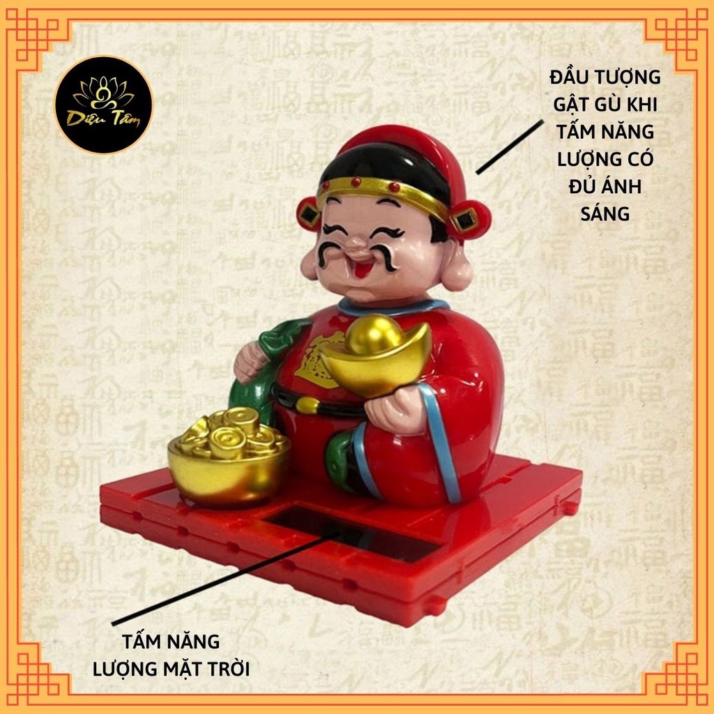 Tượng thần tài may mắn năng lượng mặt trời –tượng phật dùng để trang trí xe ô tô, bàn làm việc, đồ thờ cúng bàn thần tài