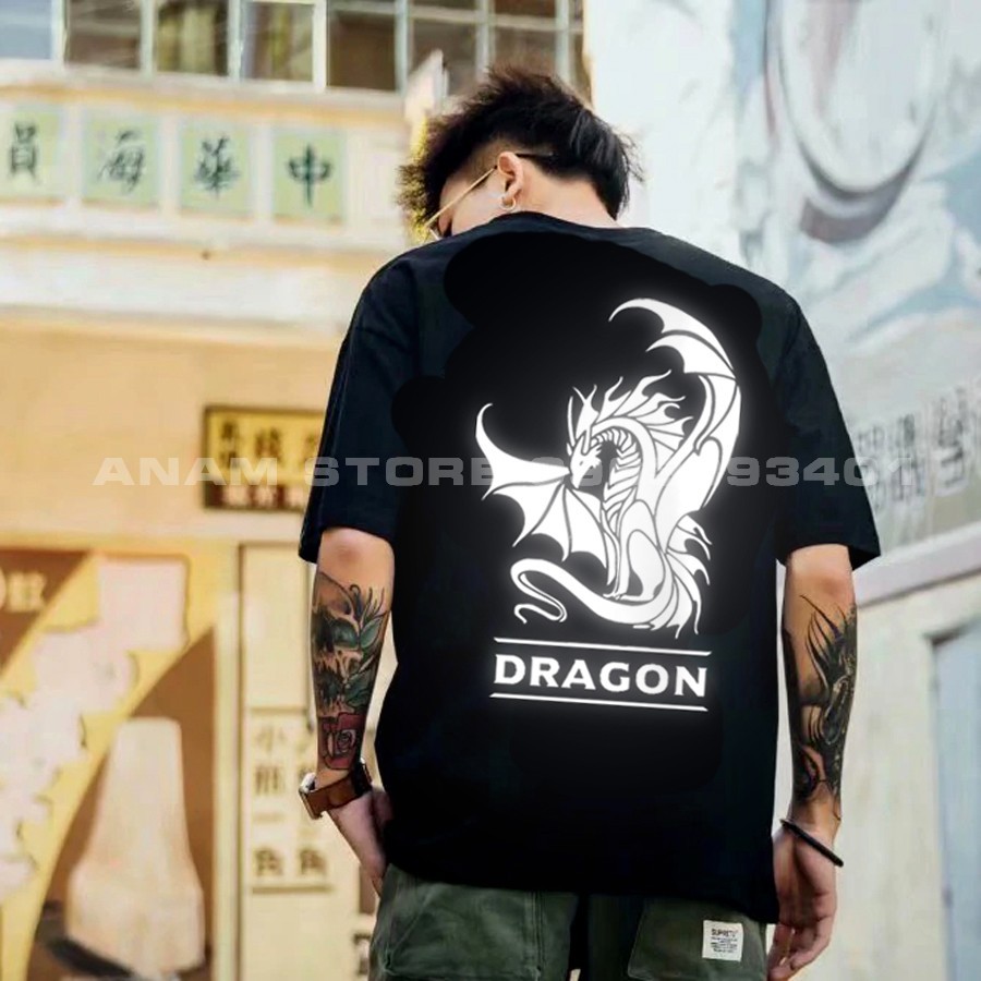 Áo thun Phản Quang Tay Lỡ Nam Nữ Rồng Bạc