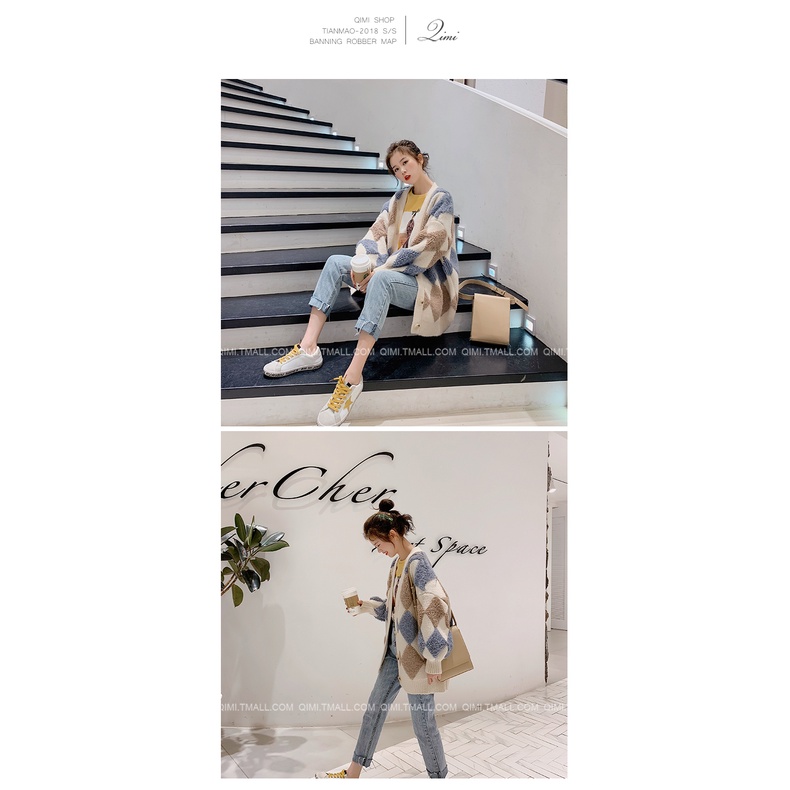 Áo khoác cardigan len Áo len họa tiết cá tính Firstdateclothing thu đông