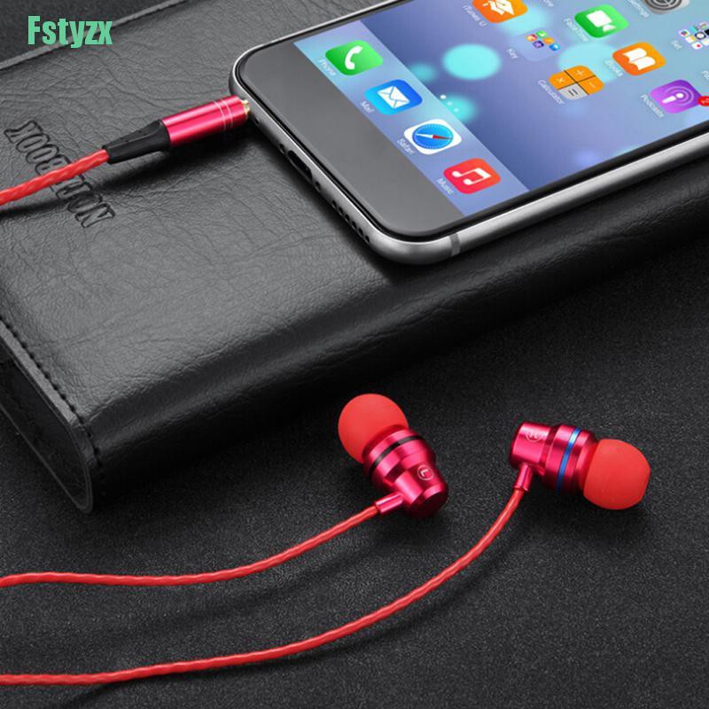 fstyzx Wired earbuds noise cancelling stereo earphones heavy bass sound sport headset