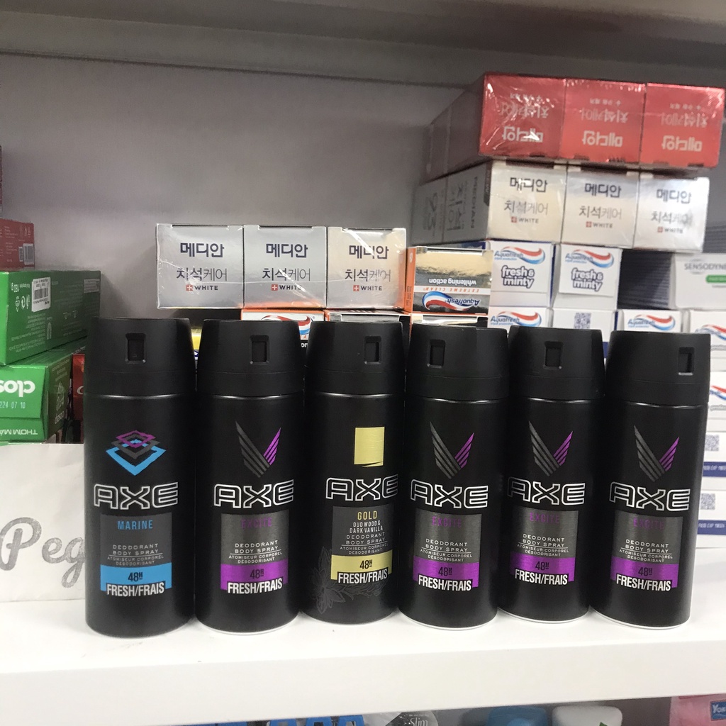 Xịt khử mùi AXE Deodorant Bodyspray xịt thơm toàn thân 150ml sịt khử mùi hôi nách Gold/Excite/Marine/Black/Ice chill