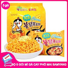 [Lốc 5 gói ]Mì gà cay Samyang hàn quốc vị phô mai (140gram/gói/vàng)- ăn vặt