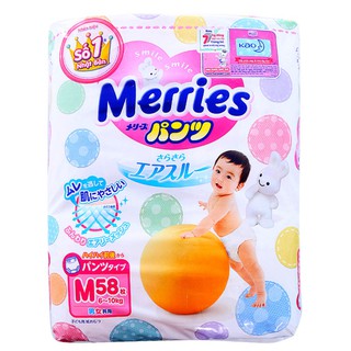 Bỉm - Tã Quần Merries Size M52+6 (Cho bé 6-11kg)