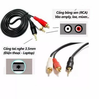 Dây loa 1 đầu 3.5mm ra 2 av 1m5