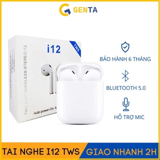 Tai nghe bluetooth 5.0 cảm ứng chạm âm thanh nổi, tai nghe không dây i12 tws