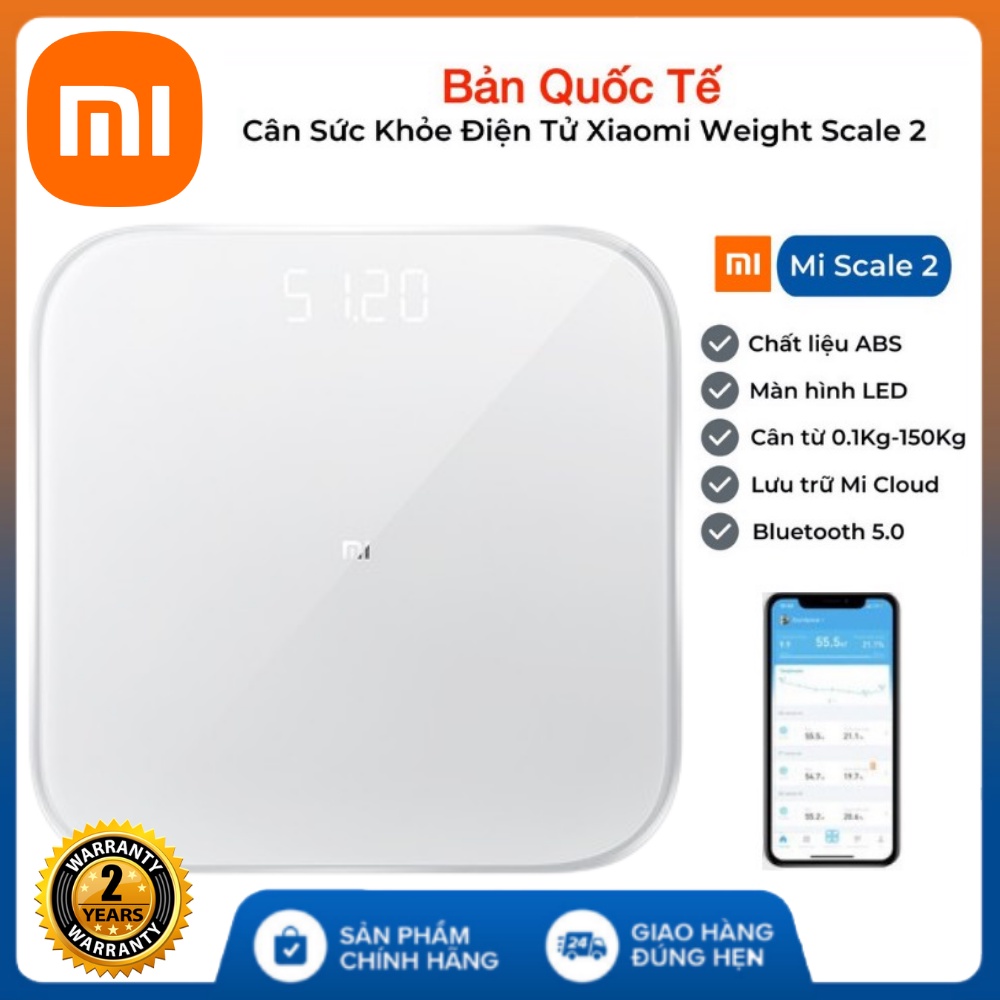 Cân Điện Tử Thông Minh Bluetooth Xiaomi Smart Scale Gen 2 , Bác Sĩ Gia Đình, Trợ Lý Sức Khỏe - Hàng Chính Hãng