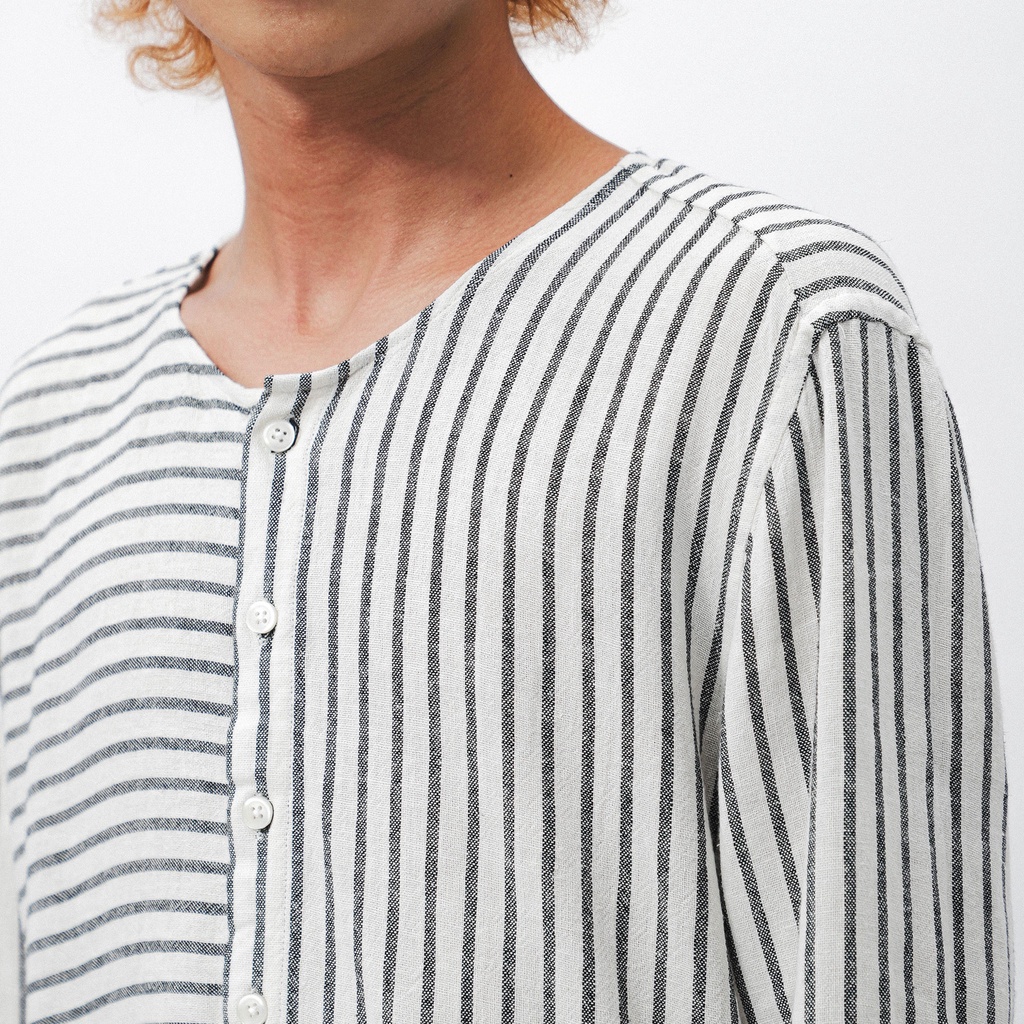 Áo Sơ Mi Nam Oversize Linen Stripes , Chất Linen Thoải Mái , SM006072,SOMEHOW