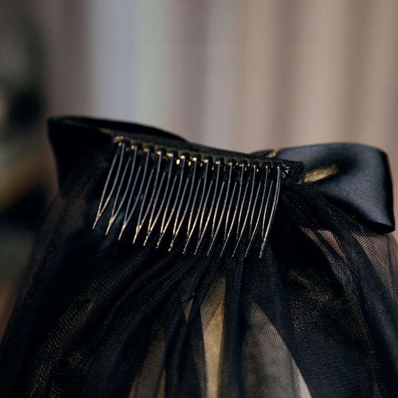 Khăn che mặt thắt nơ màu trơn đơn giản cho cô dâu