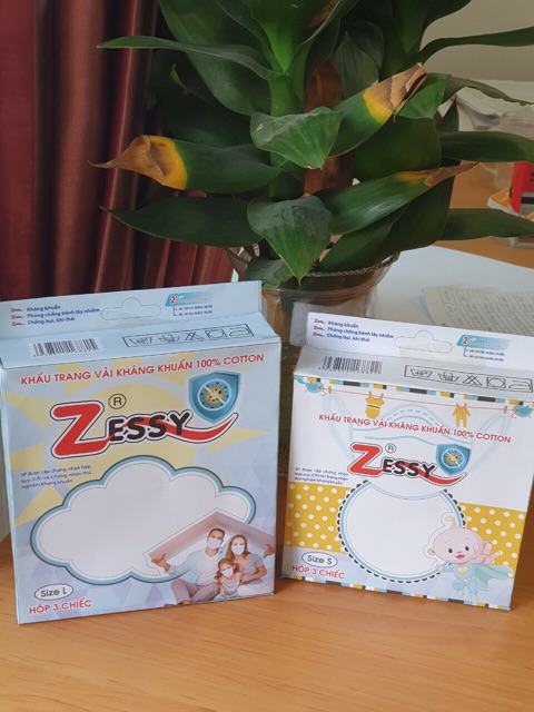 KHẨU TRANG VẢI KHÁNG KHUẨN 100% COTTON Zessy 3 chiếc