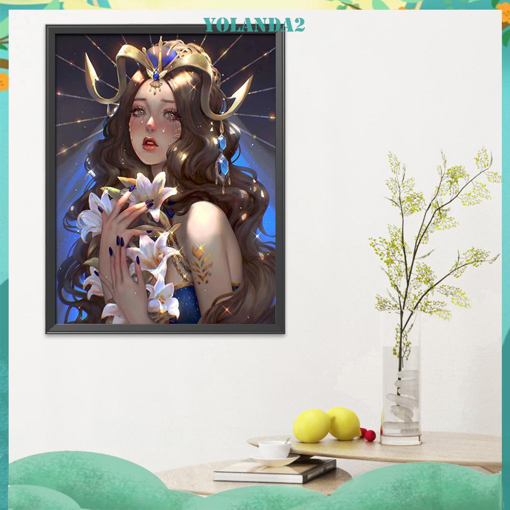Tranh thêu chữ thập vải canvas 11CT hình nữ hoàng sáng bóng