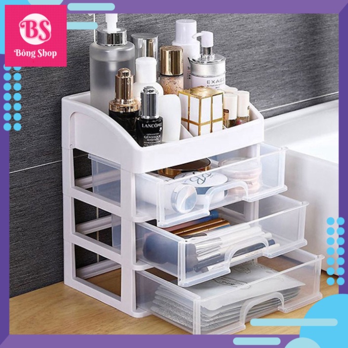 KỆ ĐỰNG MỸ PHẨM BẰNG NHỰA 4 TẦNG TRONG SUỐT ĐA NĂNG TIỆN DỤNG