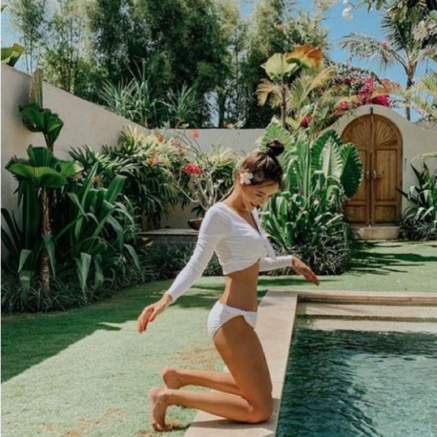 Bikini đi biển 2 mảnh áo dài tay, đồ bơi nữ quần tam giác buộc nơ Bikini191 👙 | BigBuy360 - bigbuy360.vn