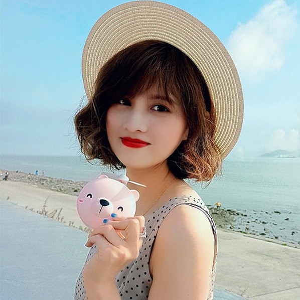 Quạt Tích Điện cầm tay Mini siêu dễ thương - Tích hợp Đèn LED + Gương trang điểm đa năng siêu tiện lợi | BigBuy360 - bigbuy360.vn