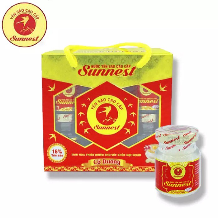 Mẫu mới - Hộp yến sào Sunnest 20% yến 6 lọ x 70ml