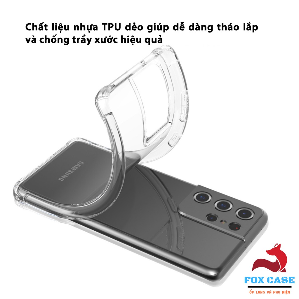 Ốp S22 Ultra, S22 Plus, S22, S21 Series, Note 20 Ultra trong dẻo chống sốc, bảo vệ cụm loa LEEU Design- Fox Case