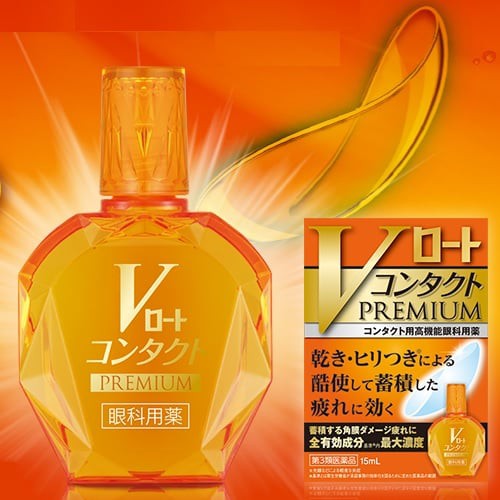 Nước nhỏ mắt V Rohto Contact Premium 15ml  dành cho  người đeo kính áp tròng