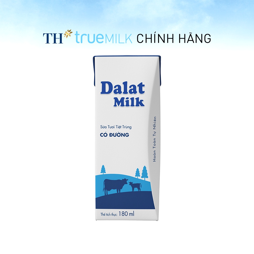 Thùng 48 hộp sữa tươi tiệt trùng có đường Dalatmilk 180ml (180ml x 48)