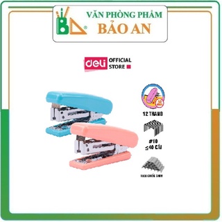 Dập ghim mini - kèm lõi ghim deli - e0254 xanh dương/hồng
