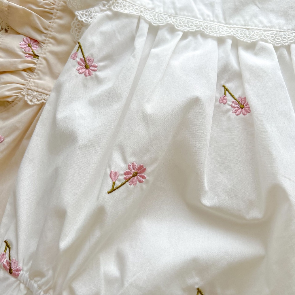 Bộ Áo Liền Quần Tay Ngắn In Hoa Xinh Xắn Cho Bé Gái 0-3 Tuổi